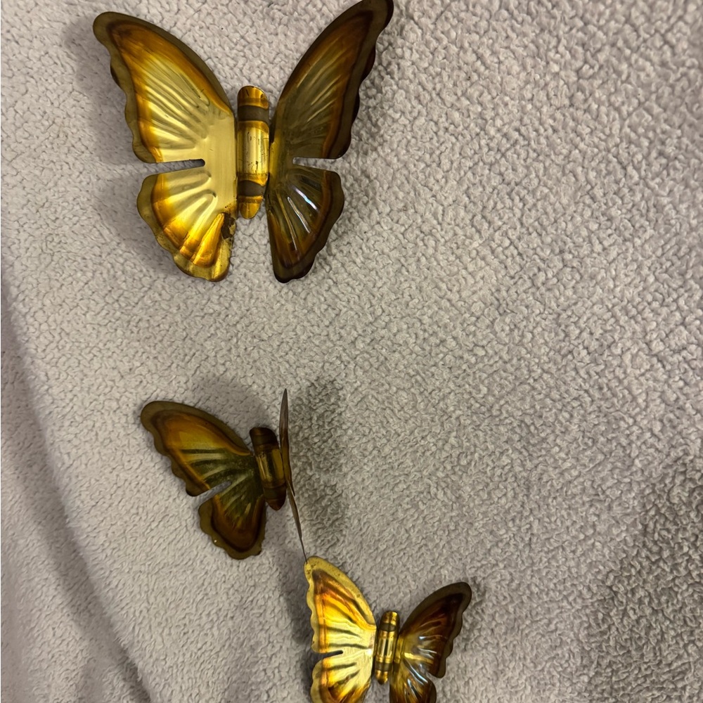 Amber Vintage Butterfly Wall Decor Set of 3 Boho Chic